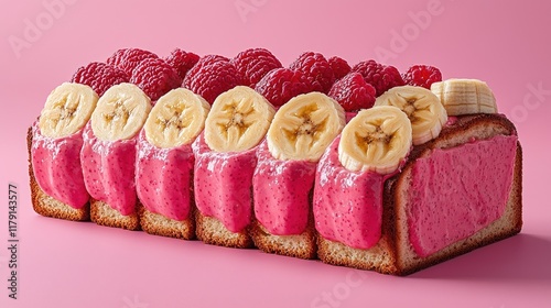 A luscious raspberry and banana cake, a delightful symphony of flavors and textures.  photo