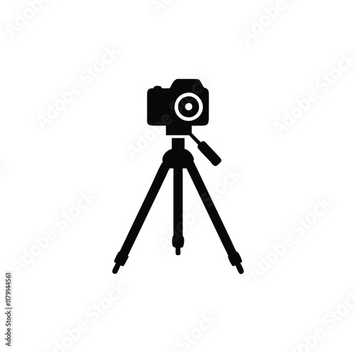 A tripod with photo camera vector silhouette