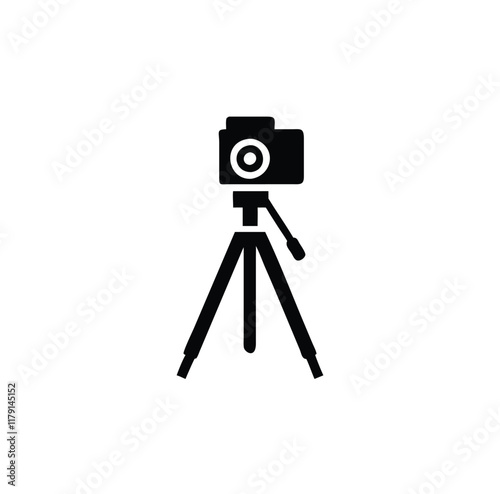 A tripod with photo camera vector silhouette