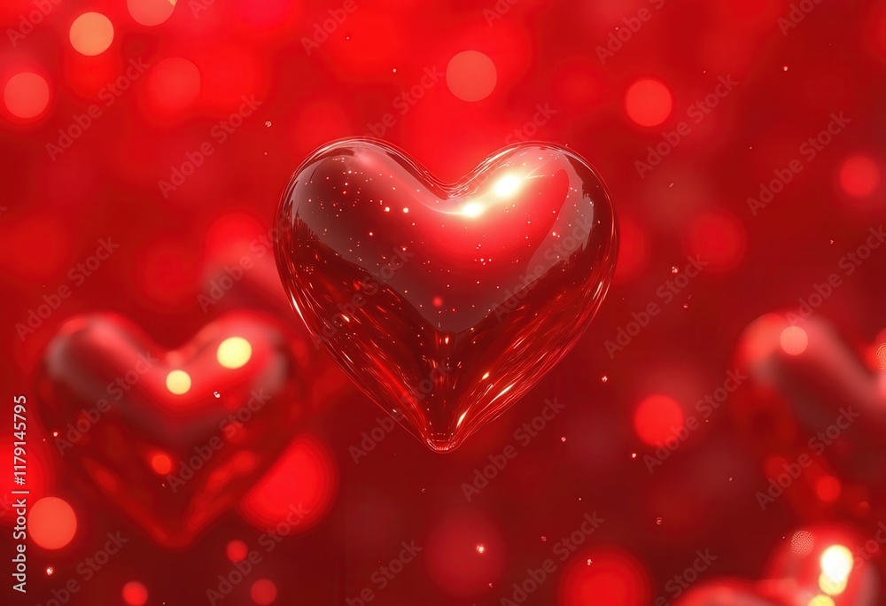 Red heart shapes on blurred background. Valentine's Day, anniversary, wedding, love concept. Romantic backdrop for card, poster, banner with copy space. Red heart shapes on blurred background. Valentine's Day, anniversary, wedding, love concept. Romantic backdrop for card, poster, banner with copy space.