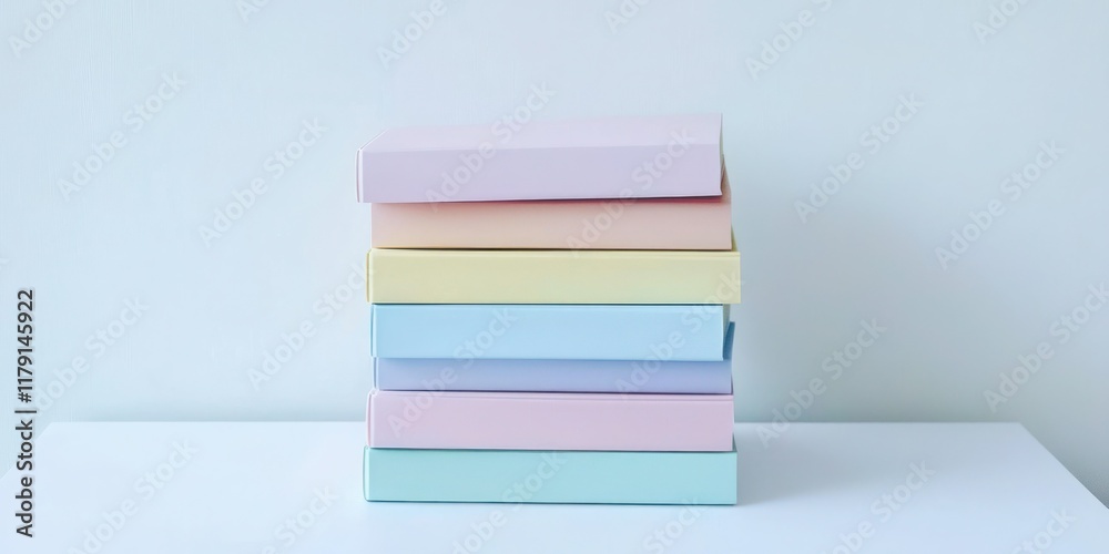 photograph blank color stack books on white background