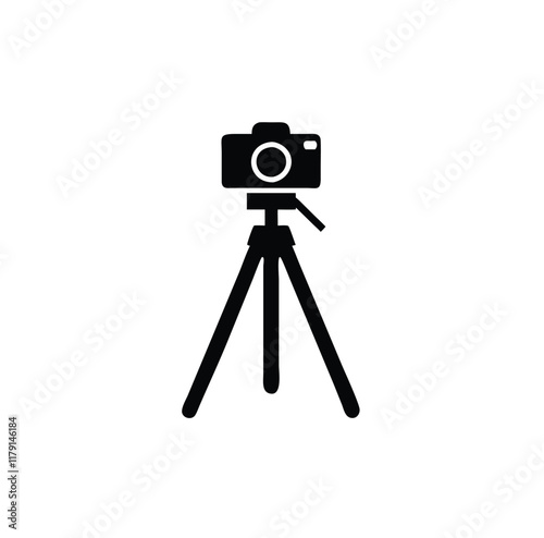 A tripod with photo camera vector silhouette