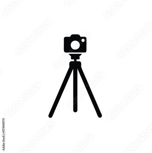 A tripod with photo camera vector silhouette