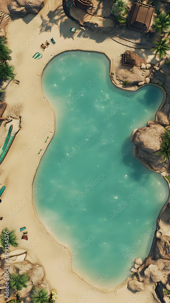 Naklejka premium Tropical Beach Lagoon 3D Render