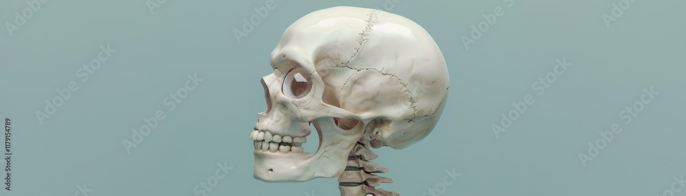Naklejka premium Realistic Human Skull Model with Detailed Anatomy Features