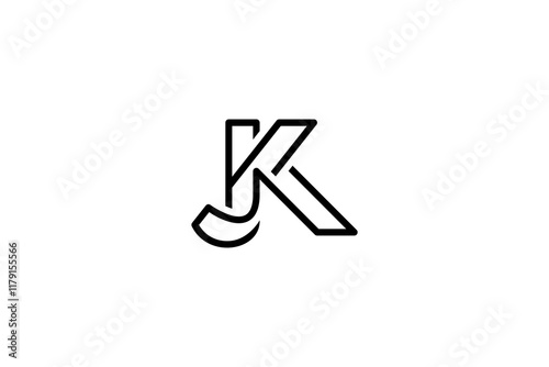 Simple Letter JK or KJ Logo Design Vector 