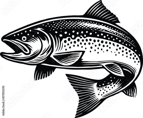 Create a Salman fish vector art with white background.