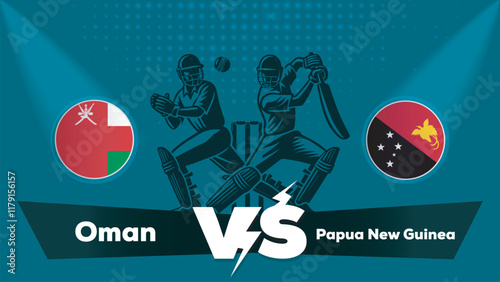 Oman VS Papua New Guinea , Papua New Guinea Vs Oman cricket match ,Cricket match concept with creative illustration.eps