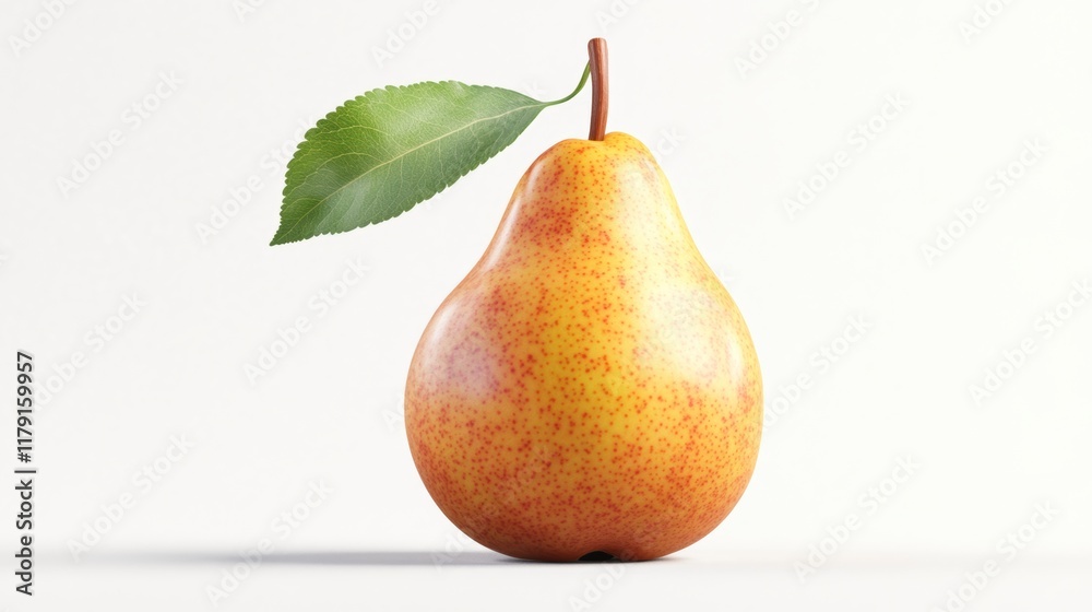 A perfectly ripened pear with smooth skin, displayed on a transparent white background A perfectly ripened pear with smooth skin, displayed on a transparent white background