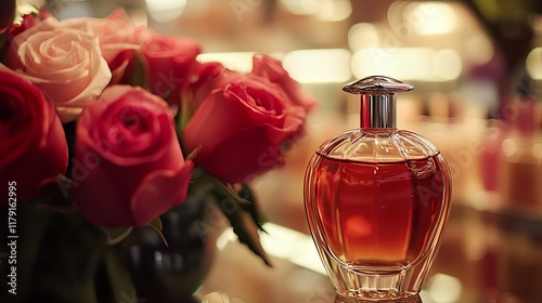 A clean perfume shop showcasing romantic scents for Valentines photo