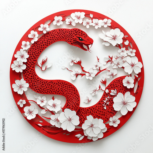 snake  oriental accent for wall decoration  photo