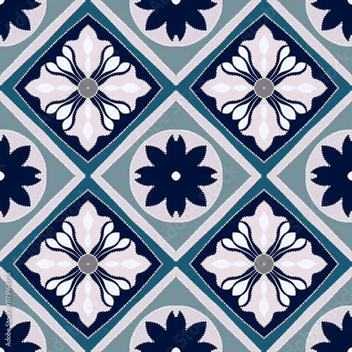 Seamless floral pattern featuring delicate designs and contrasting colors in a modern style suitable for various textile applications