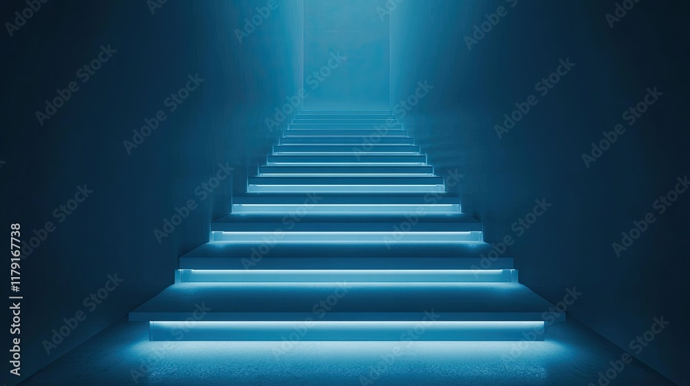 Ethereal Blue Staircase Leading to a Bright Unknown Light Source Ethereal Blue Staircase Leading to a Bright Unknown Light Source