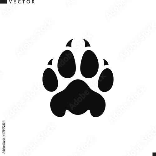Tiger paw print silhouette. Animal footprint icon