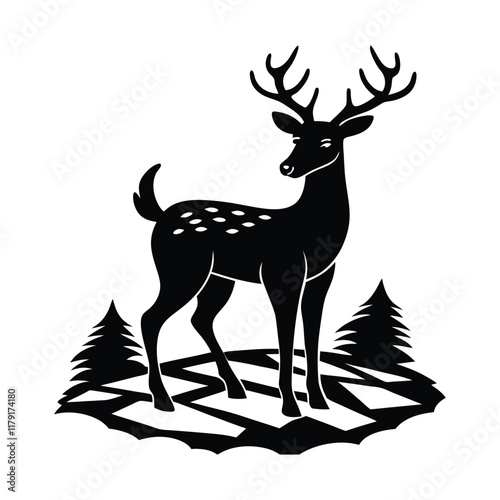 World Wildlife Day Deer Silhouette Art.