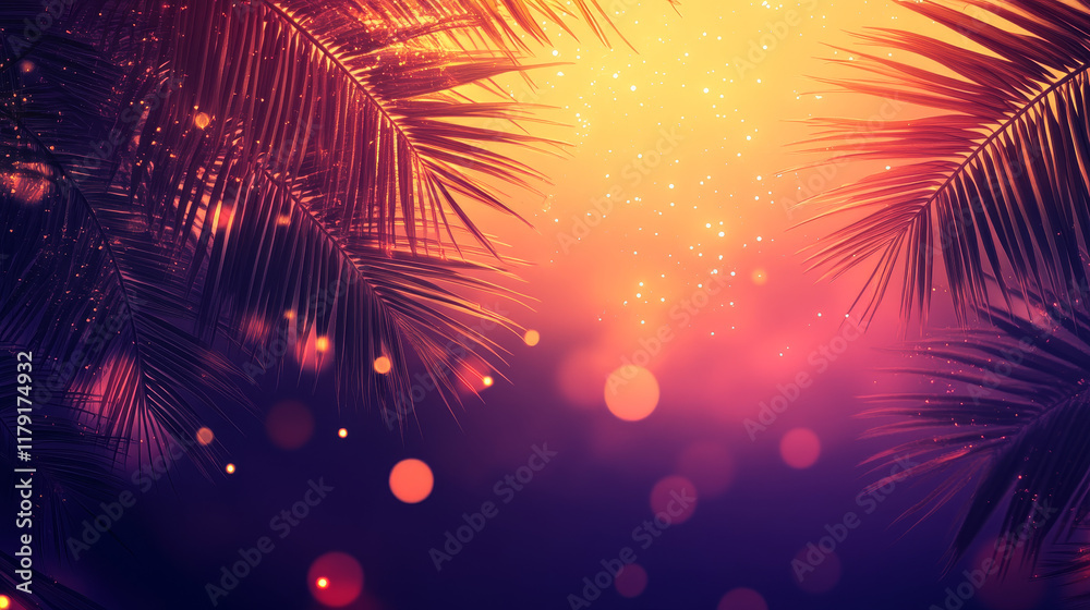 Tropical abstract background with palms and sunset. Jpeg version also available in gallery Tropical abstract background with palms and sunset. Jpeg version also available in gallery
