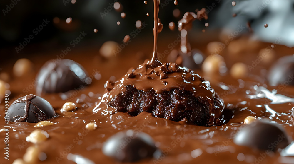 Chocolate Fudge Cake Drenched in Molten Chocolate with Toppings, a Delicious Indulgence Chocolate Fudge Cake Drenched in Molten Chocolate with Toppings, a Delicious Indulgence