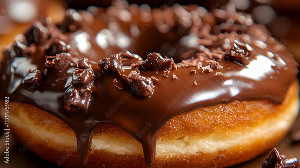 Delicious Chocolate-Covered Donut with Chocolate Sprinkles Drizzled on Top Sweet Treat. Delicious Chocolate-Covered Donut with Chocolate Sprinkles Drizzled on Top Sweet Treat.