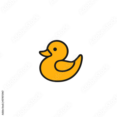 Illustration of a cute yellow rubber duck floating on a white background