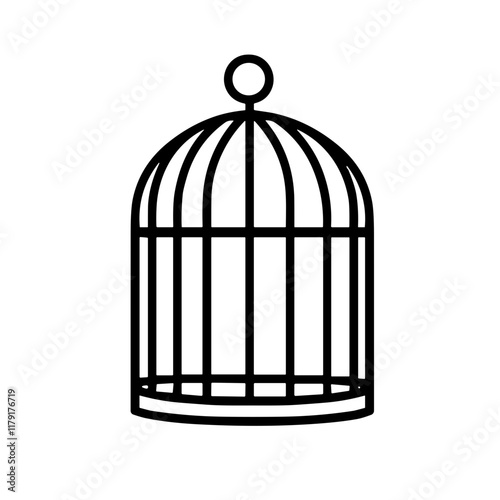 Cage icon, minimalistic birdcage design, simple graphic, outline style