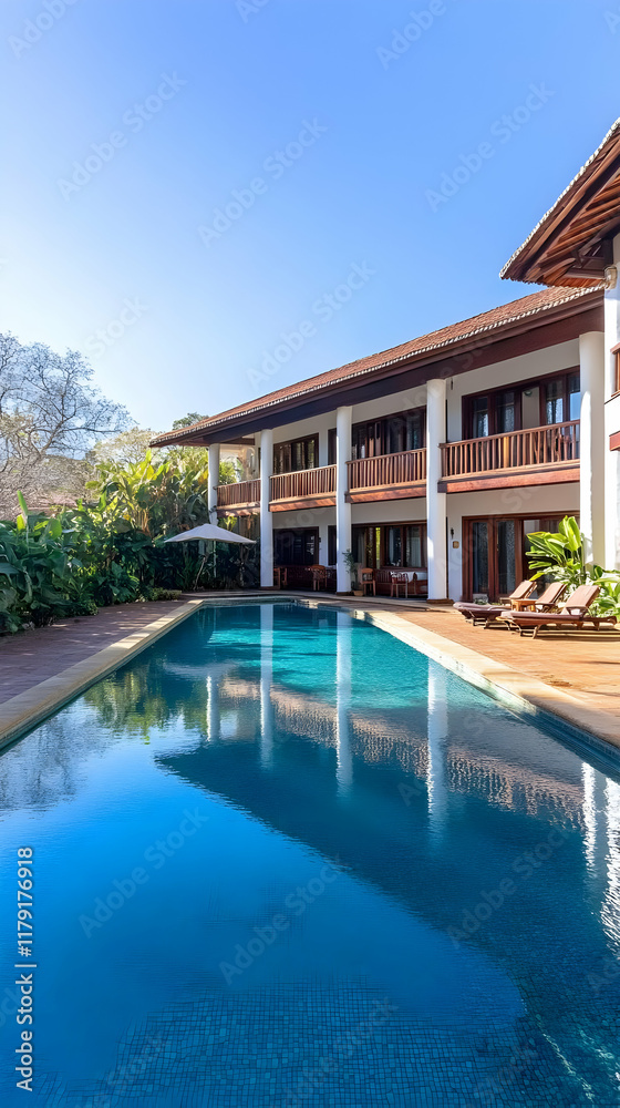 custom made wallpaper toronto digitalLuxury Resort Poolside Illustration