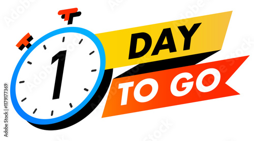 Countdown 1 day to go vector badge for social media post, promotion, promo offer