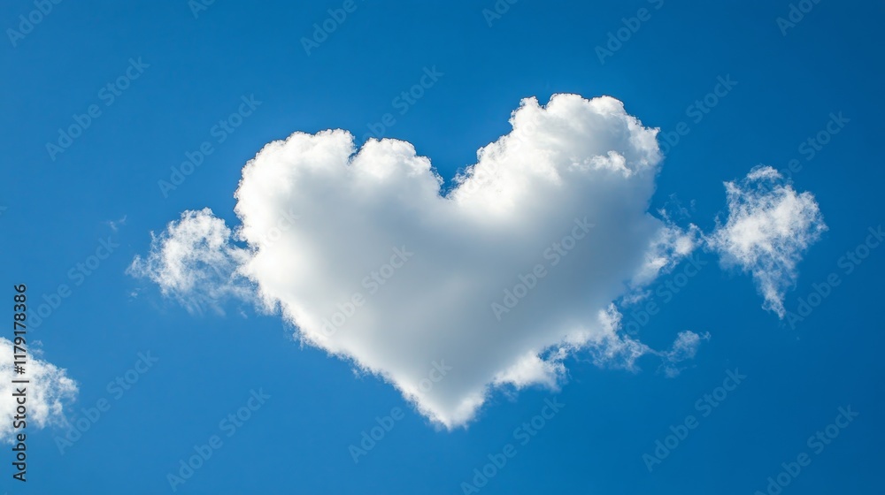Heart Shaped Cloud in a Bright Blue Sky, A Concept of Love, Romance, and Valentine s Day Heart Shaped Cloud in a Bright Blue Sky, A Concept of Love, Romance, and Valentine s Day