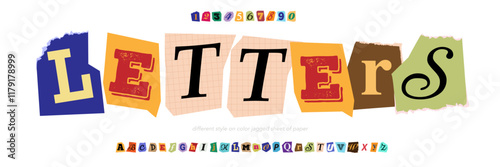 Letter magazine font trendy typography. Cutout alphabet for detective, crive decoration illustration vector