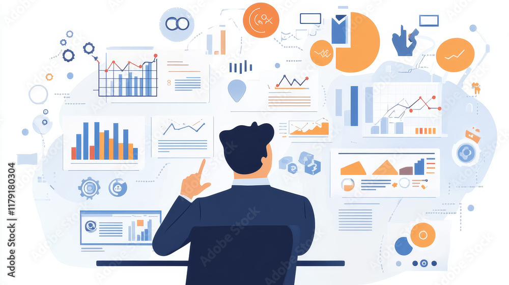Man head thinking about business process. Gears and speech bubbles around silhouette depicting meeting, agreement, presentationand business finance Man head thinking about business process. Gears and speech bubbles around silhouette depicting meeting, agreement, presentationand business finance