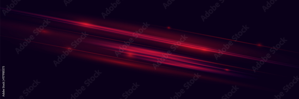 Naklejka premium Red light effect of speed, motion lines. Vector illustration