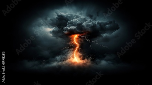Mesmerizing thunderstorm with electric lightning bolts piercing through a brooding atmospheric backdrop portraying the magnificent power and energy of a dynamic cinematic inspired natural event