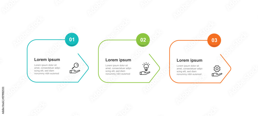 3 step process infographic template with icons suitable for business information and web presentation 