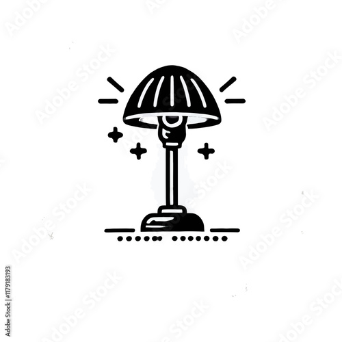 Umbrella and Lamp Vector Illustration
