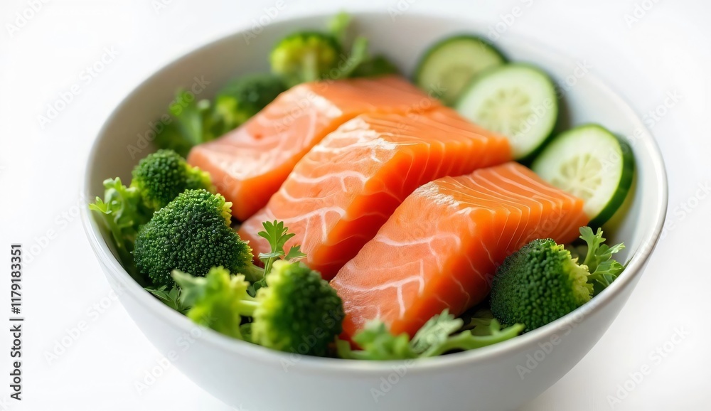Salmon, Cucumber and Broccoli Market in a Cup Salmon, Cucumber and Broccoli Market in a Cup