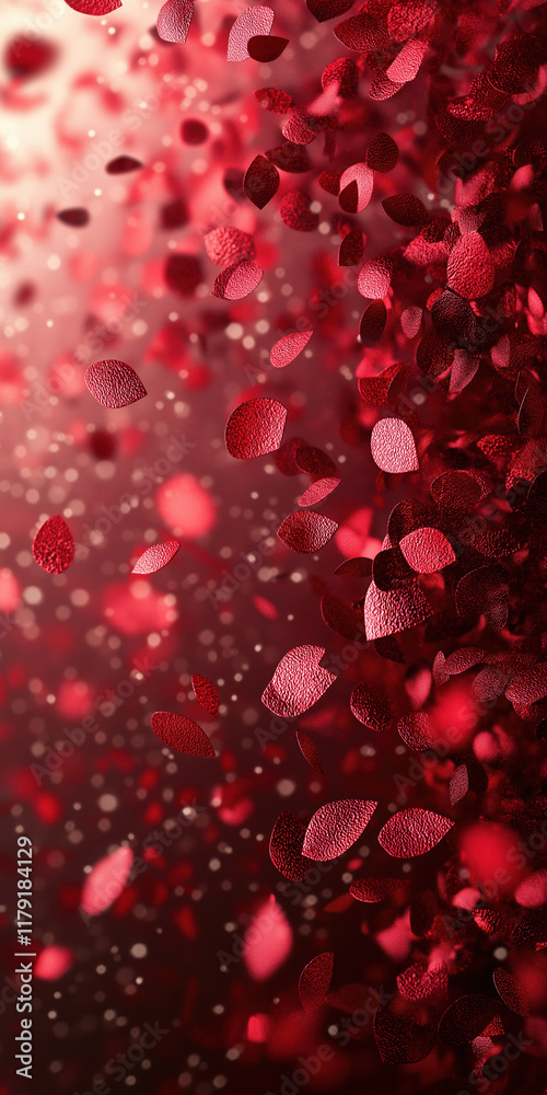 Cascading red petals with glittering lights in a magical background Cascading red petals with glittering lights in a magical background