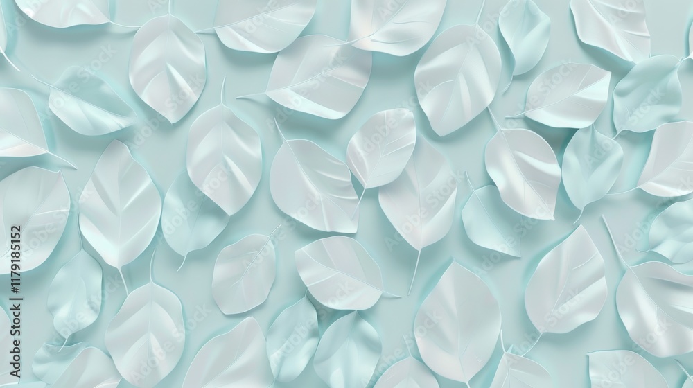 Abstract Decorative 3D Leaves Pattern Background in Seamless Design Abstract Decorative 3D Leaves Pattern Background in Seamless Design