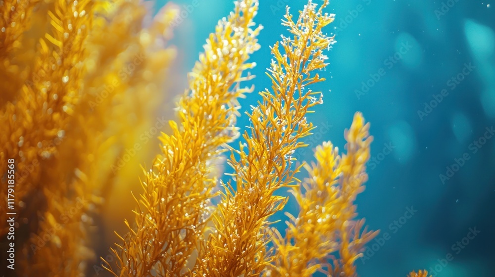 Obraz premium Golden Seaweed Underwater Paradise: A Vibrant Marine Ecosystem
