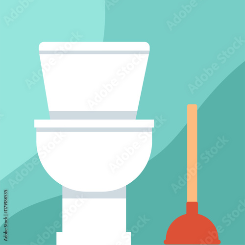 toilet bowl and toilet plunger