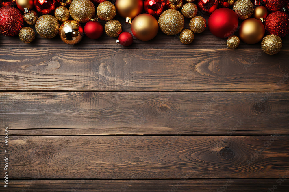 Naklejka premium Unbelievable Red and gold Christmas ornament corner border banner