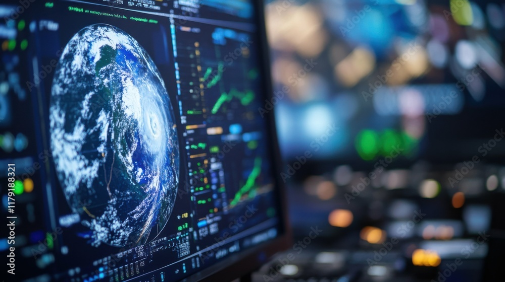 close-up of satellite images and weather prediction algorithms, advanced technology, vibrant lighting, organized and professional workspace close-up of satellite images and weather prediction algorithms, advanced technology, vibrant lighting, organized and professional workspace