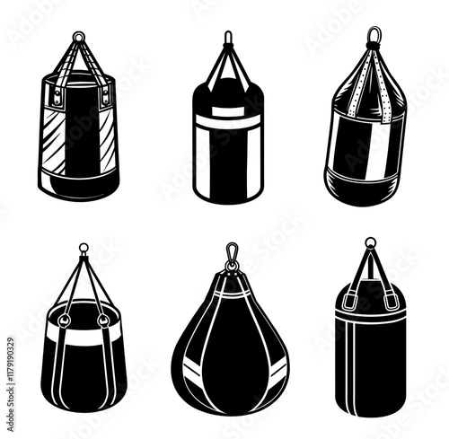 Boxing bag Icon black style, Vector illustration