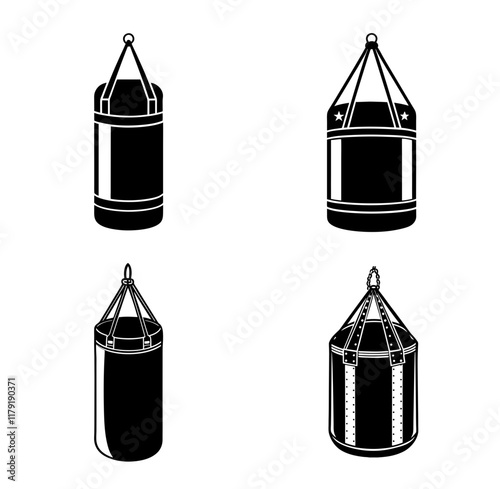 Boxing bag Icon black style, Vector illustration photo