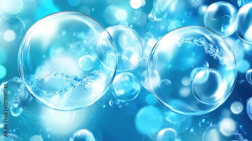 Wallpaper Mural Abstract Blue Bubbles with DNA Strand. Torontodigital.ca