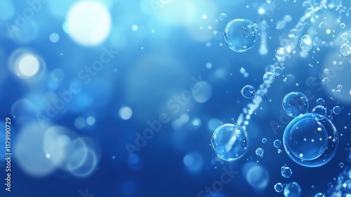 Wallpaper Mural Abstract Blue Bubbles Background Shimmering, ethereal bubbles float on a soft blue backdrop, perfect for spa, clean, or technology themes. Torontodigital.ca