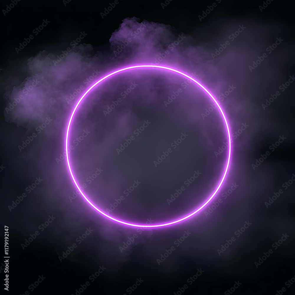 Purple Neon Circle Abstract Background