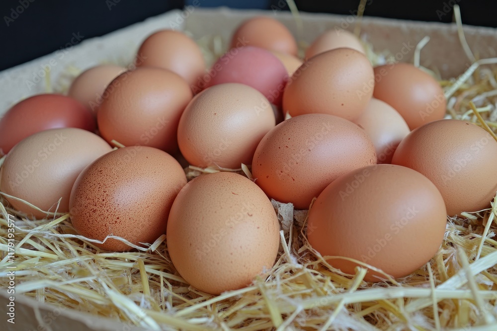 Brown eggs straw box farm fresh delivery Brown eggs straw box farm fresh delivery