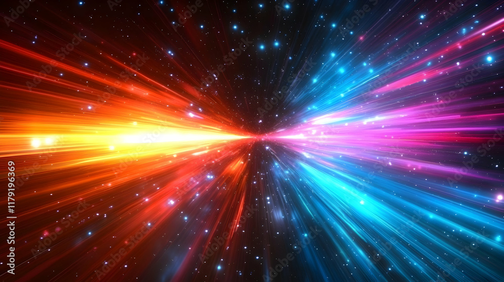Abstract Background Bursts with Vibrant Colors and Dynamic Light Rays Across Space with Stars Beautifully Abstract Background Bursts with Vibrant Colors and Dynamic Light Rays Across Space with Stars Beautifully