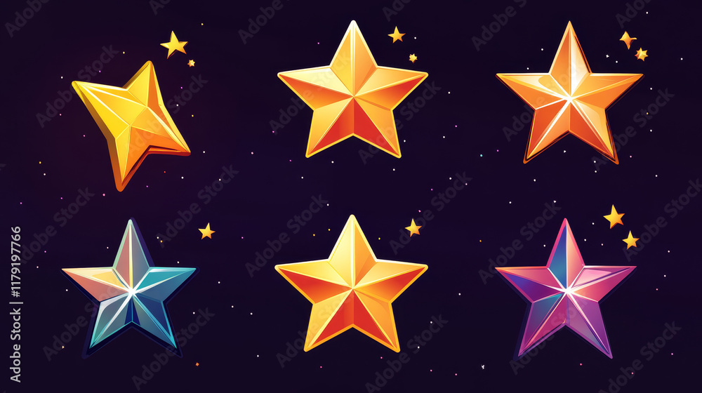 Golden star rating and award labels, five star top review rate, vector best winner awards. 5 golden stars of customer feedback and quality ranking or rating mark for achievement or evaluation level Golden star rating and award labels, five star top review rate, vector best winner awards. 5 golden stars of customer feedback and quality ranking or rating mark for achievement or evaluation level