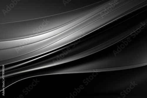 Unbelievable Black metallic background with stripes and lines, 3d render illustration