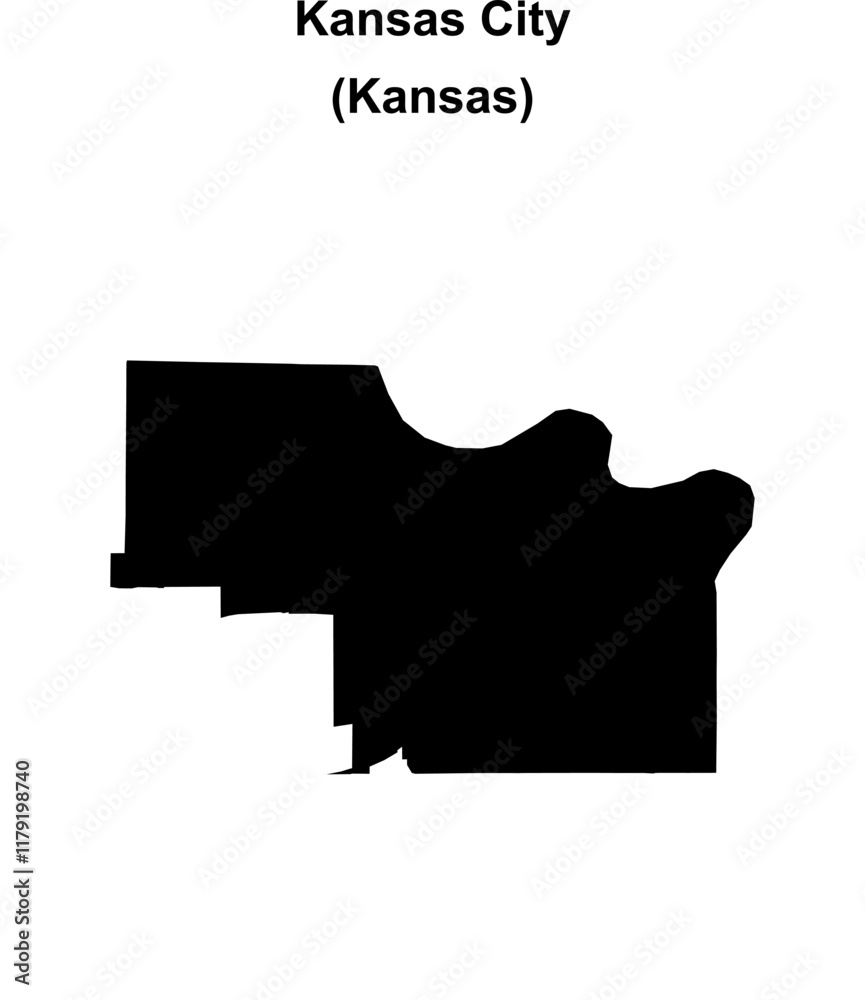 Kansas City (Kansas) blank outline map Kansas City (Kansas) blank outline map